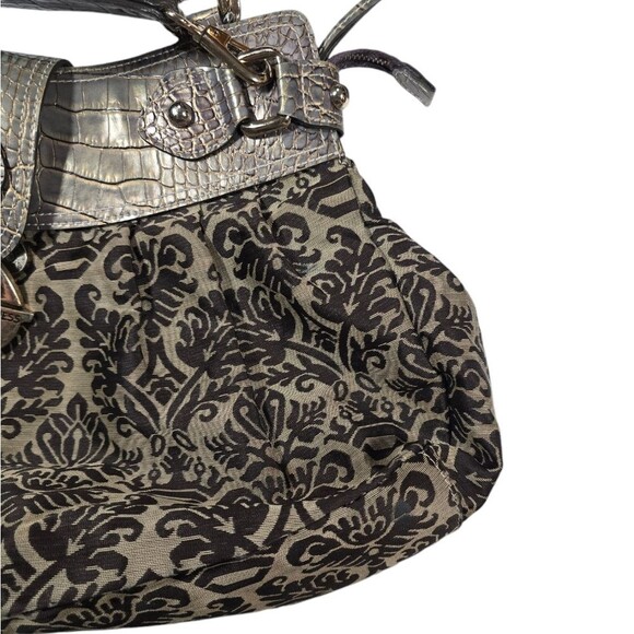 RARE- Vintage Y2K Guess Large Tapestry Cloth Alligator Print Handbag - Picture 2 of 12